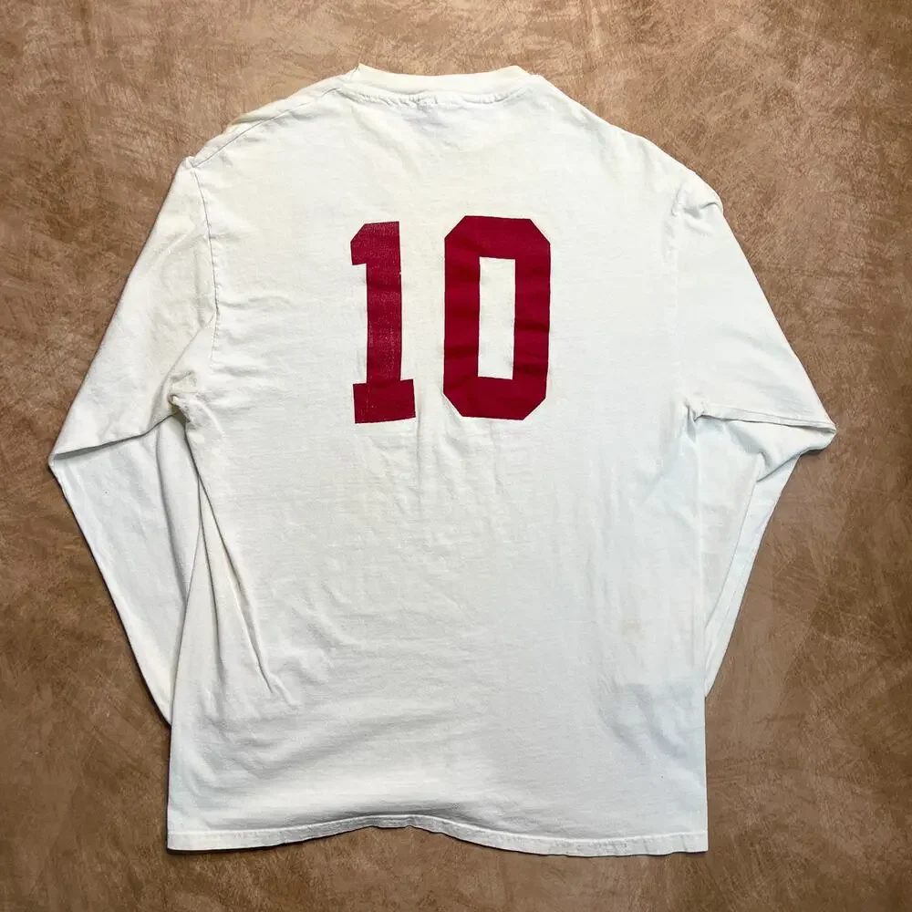 Vintage 90s Hanes PCM Mustangs Volleyball T-Shirt White Long Sleeve 10 Graphic